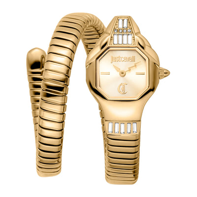Just Cavalli Signature Snake Brillante Schlange Gelbgold Champagner