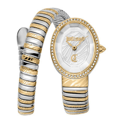 Just Cavalli Signature Snake Velina Silber Gelbgold
