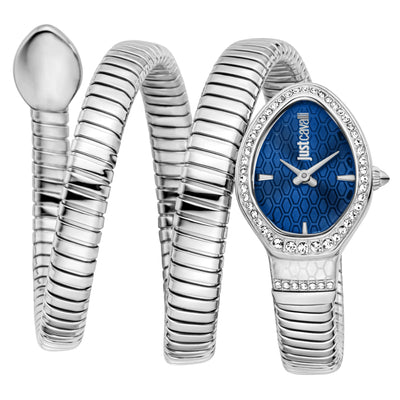 Just Cavalli Signature Snake Carezza Silber Nachtblau