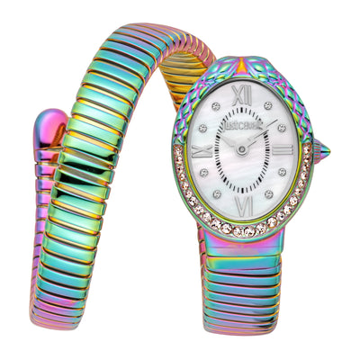 Just Cavalli Signature Snake Fiore Regenbogen Antikweiß